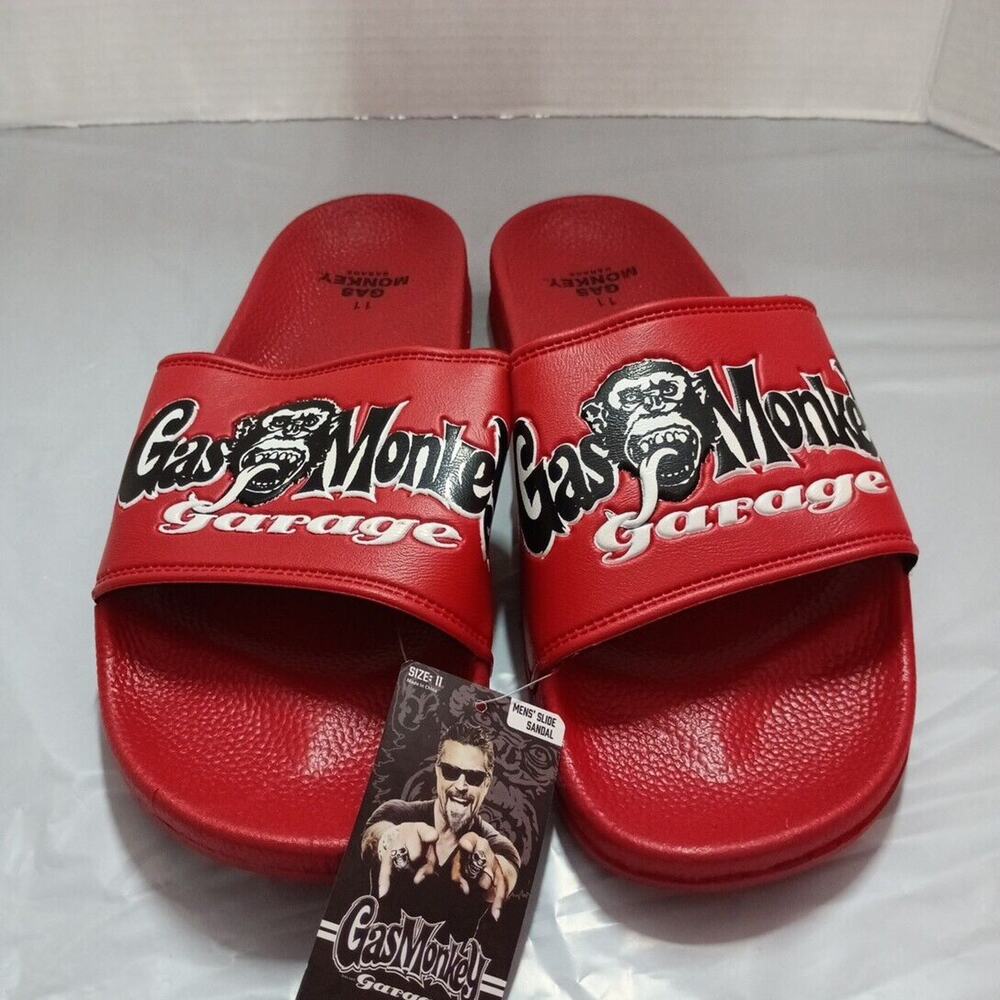 Gas Monkey Garage Slides Sandals Men's Size 11 Red‎